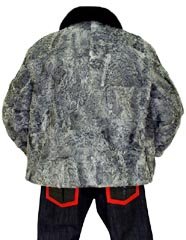 G-Gator Genuine Alligator / Persian Shearling Lamb Wool Jacket With Mink Fur Collar - back view