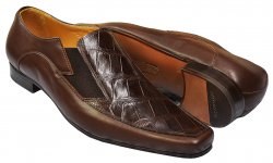 Mauri 0216 Brown Genuine Alligator / Italian Calfskin Loafer Shoes