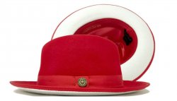 Bruno Capelo Red / White Bottom Australian Wool Fedora Dress Hat PR-322