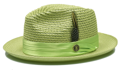 Bruno Capelo Mint Green Braided Straw Fedora Hat JU-916