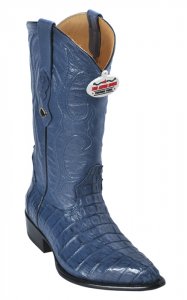 Los Altos Blue Jean All-Over Genuine Crocodile Tail J-Toe Cowboy Boots 990114