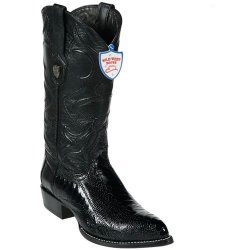 Wild West Black Genuine Ostrich Leg J Toe Cowboy Boots 2990505