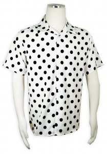 Pronti White / Black Polka Dot Design Button Up Short Sleeve Shirt S6540
