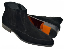 Carrucci Black Calfskin Suede Leather Chelsea Boots KB478-107S