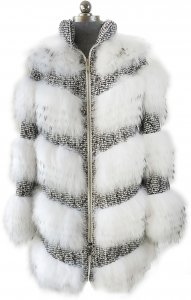 Winter Fur Ladies Natural White Genuine Raccoon 3/4 Coat W02Q01WT.