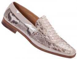 Mauri "3705" Cream / Maculated Brown Genuine Python / Patent Leather Loafer Shoes