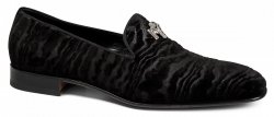 Mauri "4711/1" Black Genuine Fabric Velvet / Gross Grain Evening Loafer Shoes.