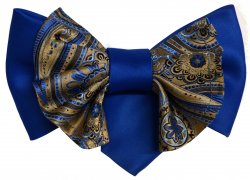 Vittorio Vico Royal Blue / Beige / Sky Blue / Black Double Layered Plaid Design 100% Silk Bow Tie / Hanky Set XL0113