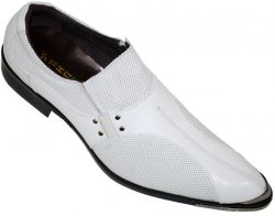 Fiesso White Perforated Leather Shoes With Metal Tip FI6498