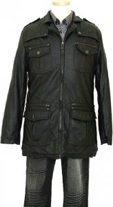 Prestige Black Genuine Lambskin Leather 3/4 Length Coat With Zippers Led -101