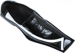Zota Black / White Diagonal Square Toe Wrinkle Leather Shoes G317A