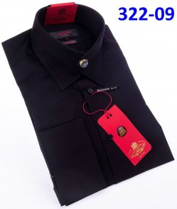 Axxess Black Cotton Modern Fit Dress Shirt With Button Cuff 322-09.