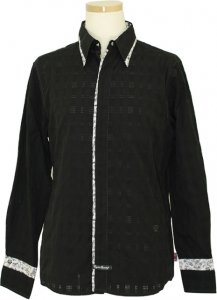 English Laundry Black With White Paisley Design Long Sleeves 100% Cotton Shirt ELW1119
