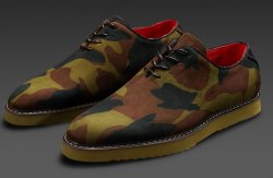 Tayno "Wager" Green / Brown Camouflage Python Embossed Vegan Suede Oxford Sneakers