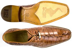 Top and Bottom of Belvedere "Colombo" Camel Crocodile Shoes
