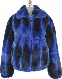 Winter Fur Ladies Royal Blue Genuine Full Skin Rex Rabbit Jacket W18S01RB.