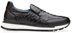 Belvedere "Cramer" Black Genuine Ostrich and Soft Italian Calf Casual Sneakers G02.