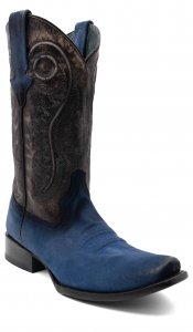 Ferrini "Roughrider" Electric Blue Genuine Full Grain Leather Narrow Square Toe Cowboy Boots 14371-17