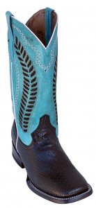 Ferrini Ladies 81993-04 Black / Turquoise Genuine Leather S-Toe Cowboy Boot.