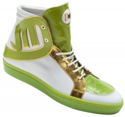 Mauri "Mojito" 8617 White / Lime Genuine Baby Crocodile Nappa Patent Shoes