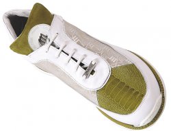Mauri "Mania" 8691 Apple Genuine Ostrich Leg / White Nappa Leather Mauri Fabric Sneakers