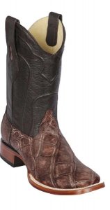 Los Altos Sanded Brown Genuine American Alligator Wide Square Toe Cowboy Boots 8225835