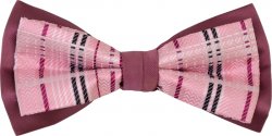 Classico Italiano Pink / Mauve / Black Double Layered Design 100% Silk Bow Tie / Hanky Set BT016