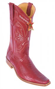 Los Altos Red Genuine All-Over Ostrich Leg Square Toe Cowboy Boots 710512