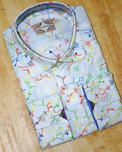 Brandolini Multi-Color Embroidered Design Long Sleeves Dress Shirt 1AA82E