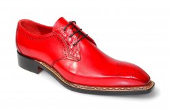 Fennix Italy "Tyler" Antique Red Genuine Alligator / Italian Calfskin Leather Lace-Up Dress Shoes.