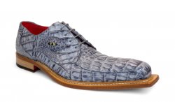 Fennix Italy "Hugo" Grey Genuine Crocodile Lace-Up Dress Shoes.