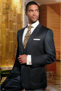 Tayion Collection "Monroe" Blue 2 Piece Wool Suit 030
