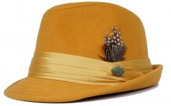 Bruno Capelo Mustard Wool Blend Fedora Dress Hat FD-208