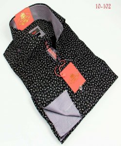 Axxess Black / Grey Handpick Stitching 100% Cotton Dress Shirt 10-102