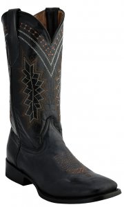 Ferrini 12993-04 Black Genuine Leather S-Toe Cowboy Boots.