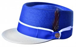 Bruno Capelo Royal Blue / White Braided Straw Telescope Baseball Hat LG-222