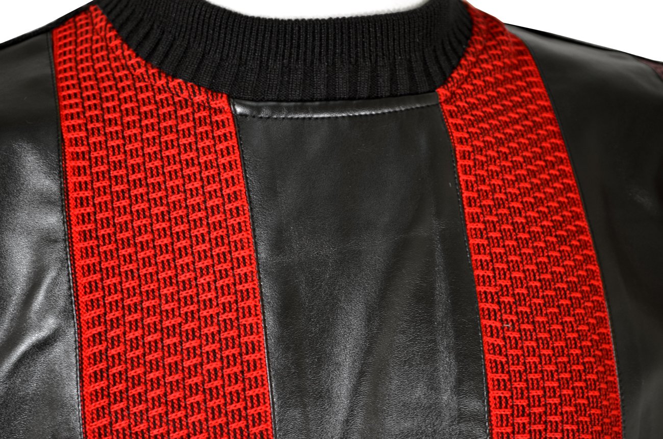 Bagazio Black and Red PU Leather Pullover Sweater 