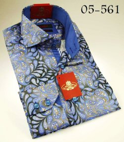 Axxess Blue / Olive 100% Cotton Dress Shirt 05-561