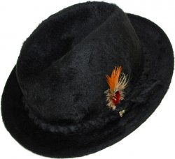 Dobbs Black "Modena" Beaver Fur Hat With Braided Hat Band And Feather