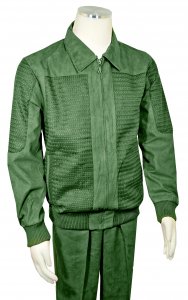 Bagazio Hunter Green Microsuede / Sweater Zip-Up Bomber Jacket Outfit BM1985