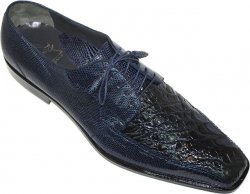 Romano "Odie-X" Navy Genuine Crocodile/Lizard Shoes