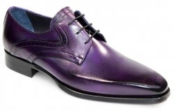 Duca Di Matiste "Forano" Purple Genuine Italian Calf Leather Lace-Up Dress Shoes.