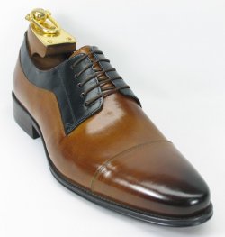 Carrucci Brown / Navy Genuine Leather Genuine Leather Oxford Cap-Toe Shoes KS099-721.