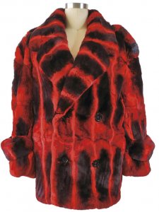 Winter Fur Red Genuine Full Skin Rex Rabbit Pea Coat M18Q01RD.