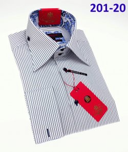 Axxess White / Grey Pinstripes Cotton Modern Fit Dress Shirt With Button Cuff 201-20.