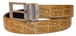Serpi Taupe Alligator Print Genuine Leather Belt F9/30