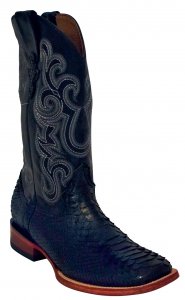 Ferrini 10693-04 Black Genuine Python Leather S-Toe Cowboy Boots.