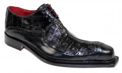 Fennix Italy "Finley" Black Genuine Alligator / Calf Oxford Shoes.