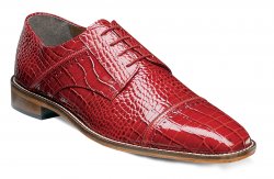 Stacy Adams "Raimondo" Red Alligator Print Leather Lace-Up Dress Shoes 25115-600