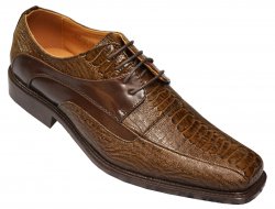 Antonio Cerrelli Chocolate Brown Ostrich Leg Print / PU Leather Shoes 6183